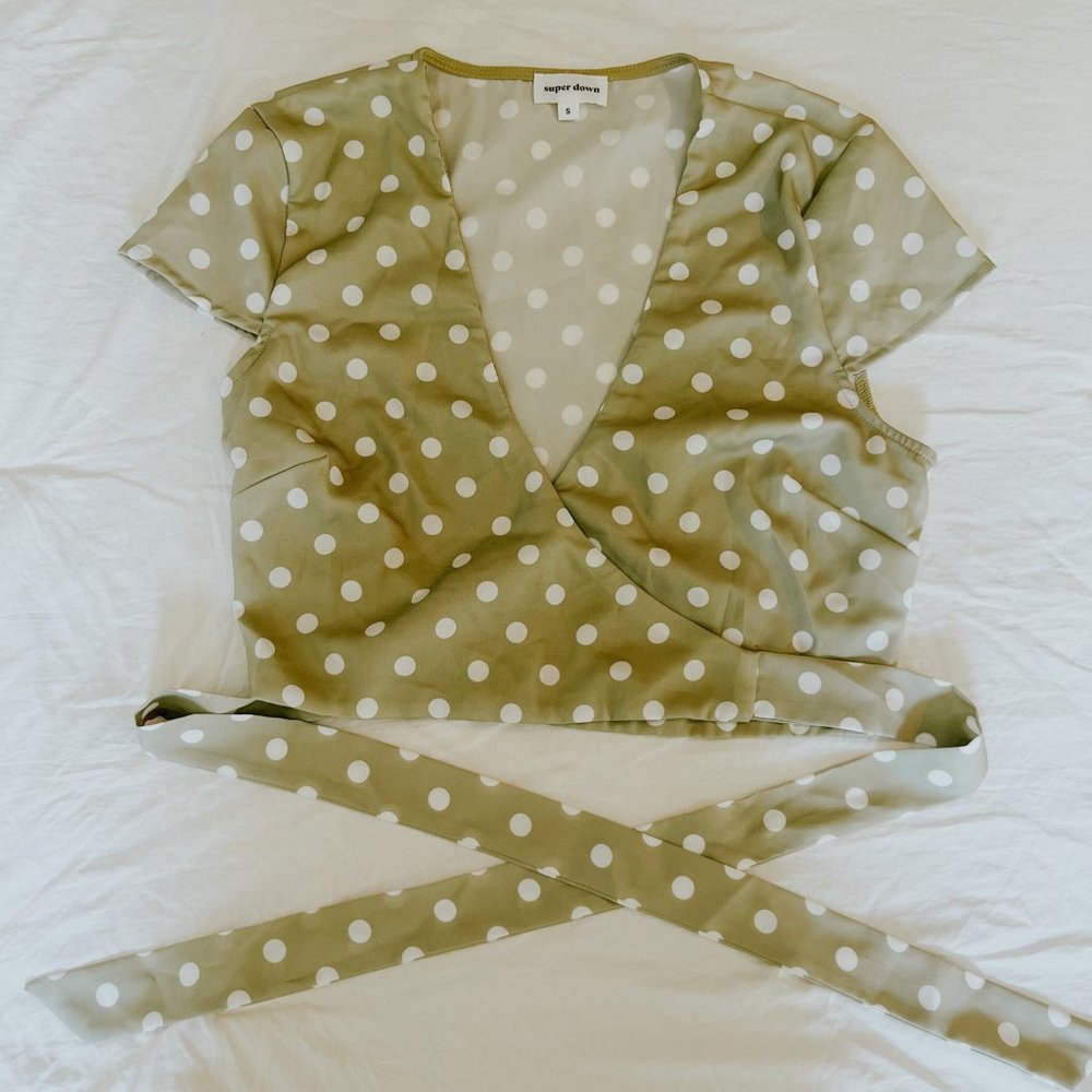Sage Wrap Crop Top by Superdown (S)